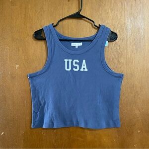 Size XXL blue Grayson Threads USA cropped tank top